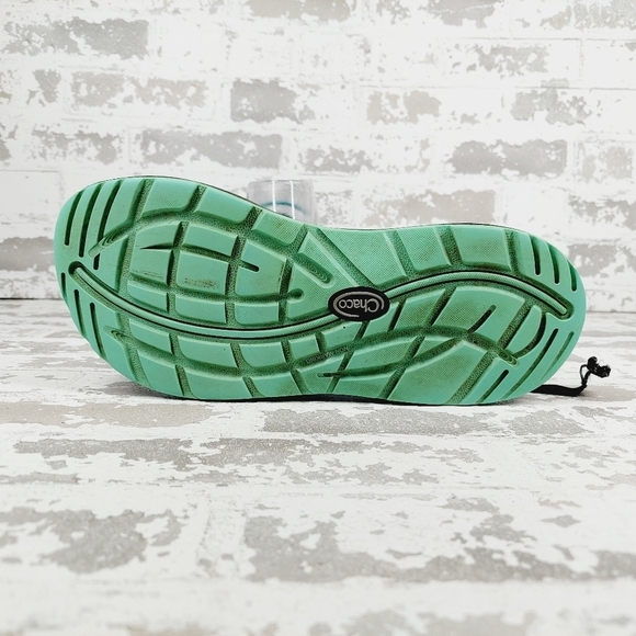 Chaco Black & Aqua Triple Strap Toe Loop Classic Chuckwalla Slip-On Sandals M786 - Picture 8 of 11